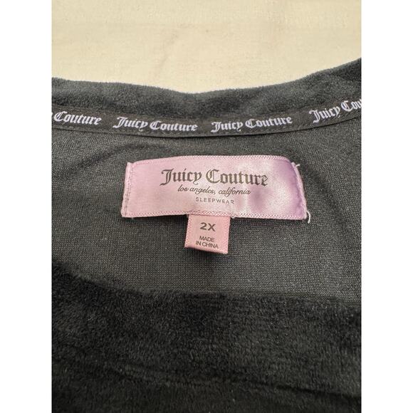 Juicy Couture Sleepwear Top Womens 2X Black Velour Rhinestone Bling Spell Out - Picture 8 of 8